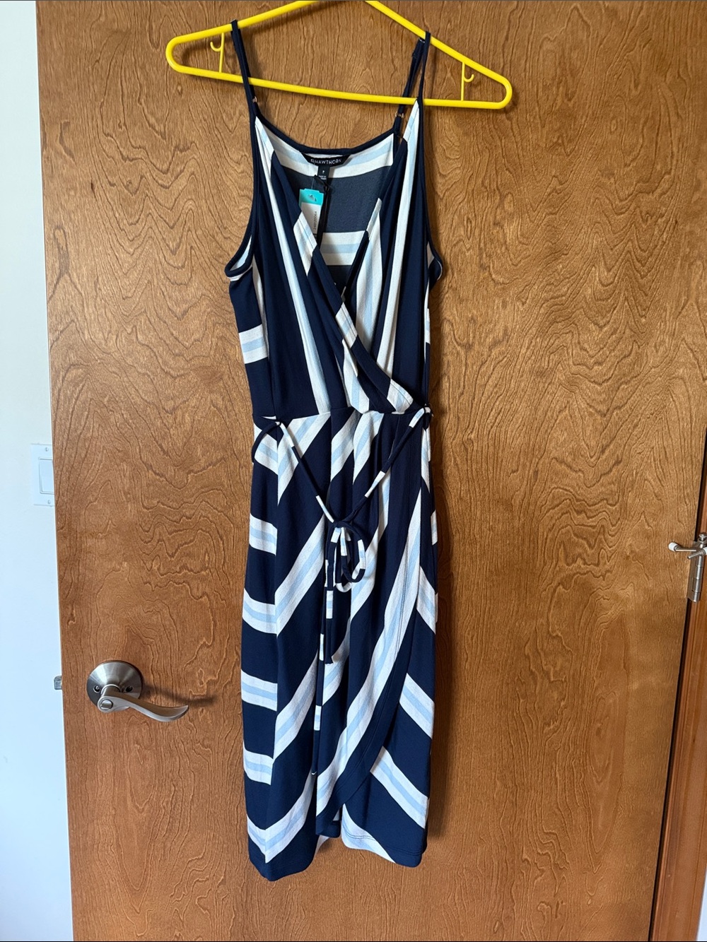 41 Hawthorn Navy and White Striped Midi Wrap Dress - Picture 3 of 6
